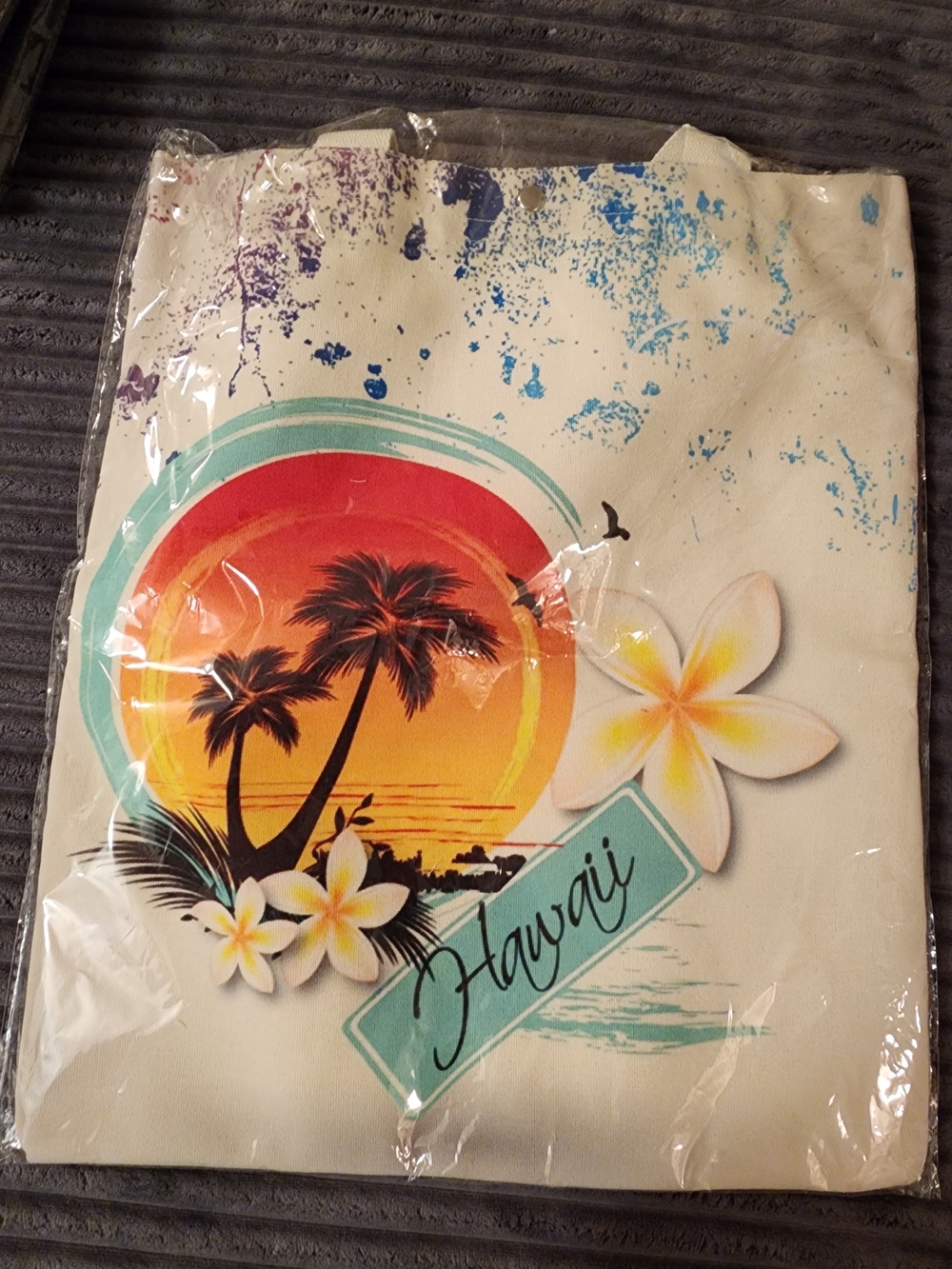 Hawaii Tropical Sunset Canvas Tote Bag - Cream